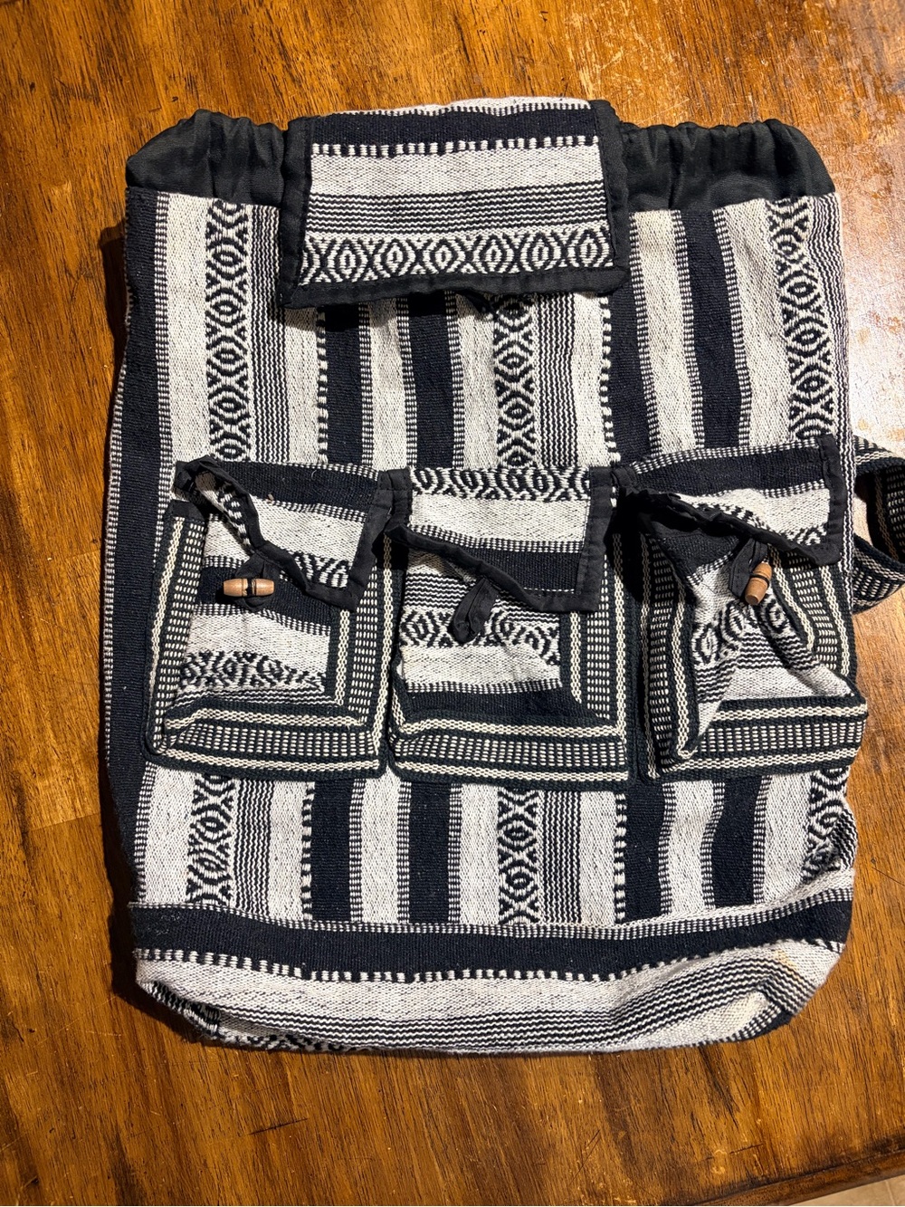 Boho style Black & White Patterned Backpack